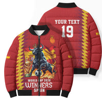 Custom World Football 2026 Spain Bomber Puffer Jacket Spanish Bull Rising Champions - Wonder Print Shop