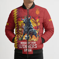 Custom World Football 2026 Spain Bomber Puffer Jacket Spanish Bull Rising Champions - Wonder Print Shop