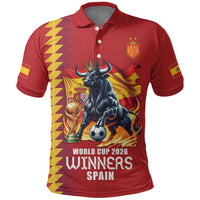 Custom World Football 2026 Spain Polo Shirt Spanish Bull Rising Champions - Wonder Print Shop