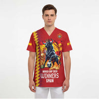Custom World Football 2026 Spain Scrub Top Spanish Bull Rising Champions - Wonder Print Shop