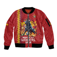 Custom World Football 2026 Spain Sleeve Zip Bomber Jacket Spanish Bull Rising Champions - Wonder Print Shop