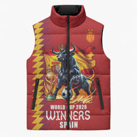 Custom World Football 2026 Spain Sleeveless Puffer Jacket Spanish Bull Rising Champions - Wonder Print Shop