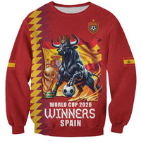 Custom World Football 2026 Spain Sweatshirt Spanish Bull Rising Champions - Wonder Print Shop