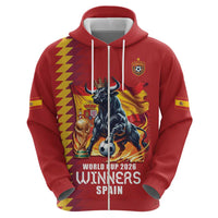 Custom World Football 2026 Spain Zip Hoodie Spanish Bull Rising Champions - Wonder Print Shop
