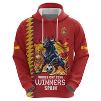 Custom World Football 2026 Spain Zip Hoodie Spanish Bull Rising Champions - Wonder Print Shop