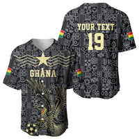 Custom World Football 2026 Ghana Baseball Jersey Black Stars Rise with Black Adinkra Pattern