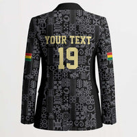Custom World Football 2026 Ghana Blazer Black Stars Rise with Black Adinkra Pattern
