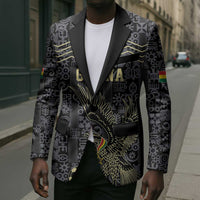 Custom World Football 2026 Ghana Blazer Black Stars Rise with Black Adinkra Pattern
