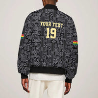 Custom World Football 2026 Ghana Bomber Jacket Black Stars Rise with Black Adinkra Pattern