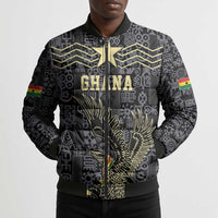Custom World Football 2026 Ghana Bomber Puffer Jacket Black Stars Rise with Black Adinkra Pattern