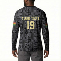 Custom World Football 2026 Ghana Button Sweatshirt Black Stars Rise with Black Adinkra Pattern