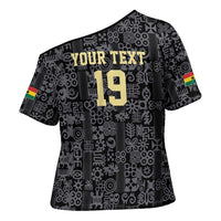Custom World Football 2026 Ghana Cross Shoulder Shirt Black Stars Rise with Black Adinkra Pattern