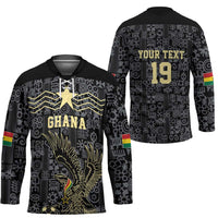 Custom World Football 2026 Ghana Hockey Jersey Black Stars Rise with Black Adinkra Pattern