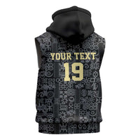 Custom World Football 2026 Ghana Sleeveless Hoodie Black Stars Rise with Black Adinkra Pattern