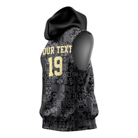 Custom World Football 2026 Ghana Sleeveless Hoodie Black Stars Rise with Black Adinkra Pattern