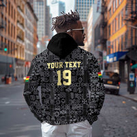 Custom World Football 2026 Ghana Zip Hoodie Black Stars Rise with Black Adinkra Pattern