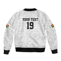 Custom World Football 2026 Ghana Bomber Jacket Black Stars Rise with White Adinkra Pattern
