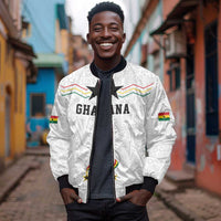 Custom World Football 2026 Ghana Bomber Jacket Black Stars Rise with White Adinkra Pattern