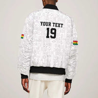 Custom World Football 2026 Ghana Bomber Jacket Black Stars Rise with White Adinkra Pattern
