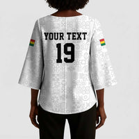 Custom World Football 2026 Ghana Kimono Sleeve Blouse Black Stars Rise with White Adinkra Pattern