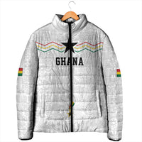 Custom World Football 2026 Ghana Padded Jacket Black Stars Rise with White Adinkra Pattern