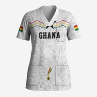 Custom World Football 2026 Ghana Scrub Top Black Stars Rise with White Adinkra Pattern