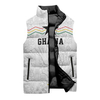 Custom World Football 2026 Ghana Sleeveless Puffer Jacket Black Stars Rise with White Adinkra Pattern