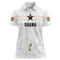 Custom World Football 2026 Ghana Women Polo Shirt Black Stars Rise with White Adinkra Pattern