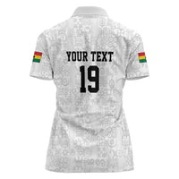 Custom World Football 2026 Ghana Women Polo Shirt Black Stars Rise with White Adinkra Pattern