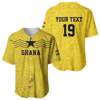 Custom World Football 2026 Ghana Baseball Jersey Black Stars Rise with Yellow Adinkra Pattern