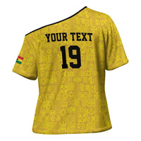 Custom World Football 2026 Ghana Cross Shoulder Shirt Black Stars Rise with Yellow Adinkra Pattern