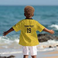 Custom World Football 2026 Ghana Kid Hawaiian Shirt Black Stars Rise with Yellow Adinkra Pattern