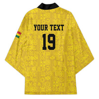 Custom World Football 2026 Ghana Kimono Black Stars Rise with Yellow Adinkra Pattern