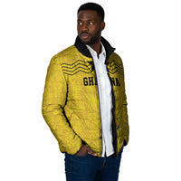 Custom World Football 2026 Ghana Padded Jacket Black Stars Rise with Yellow Adinkra Pattern