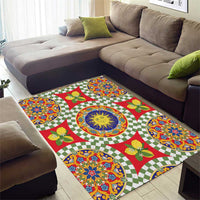 Green Sicilian Majolica Lemon Sun Art Area Rug