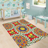 Green Sicilian Majolica Lemon Sun Art Area Rug