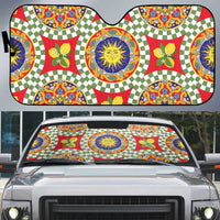 Green Sicilian Majolica Lemon Sun Art Auto Sun Shade
