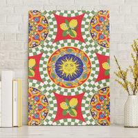 Green Sicilian Majolica Lemon Sun Art Canvas Wall Art