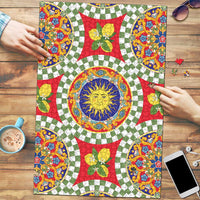 Green Sicilian Majolica Lemon Sun Art Puzzle