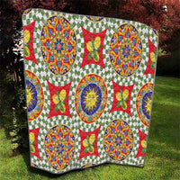Green Sicilian Majolica Lemon Sun Art Quilt