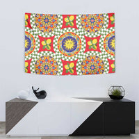 Green Sicilian Majolica Lemon Sun Art Tapestry