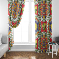 Green Sicilian Majolica Lemon Sun Art Window Curtain