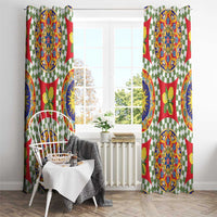 Green Sicilian Majolica Lemon Sun Art Window Curtain