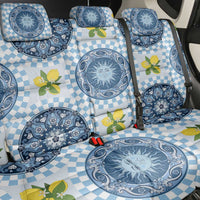 Blue Sicilian Majolica Lemon Sun Art Back Car Seat Cover
