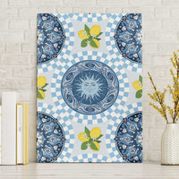 Blue Sicilian Majolica Lemon Sun Art Canvas Wall Art