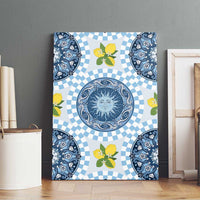 Blue Sicilian Majolica Lemon Sun Art Canvas Wall Art