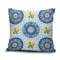 Blue Sicilian Majolica Lemon Sun Art Pillow Cover