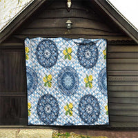 Blue Sicilian Majolica Lemon Sun Art Quilt