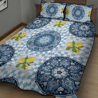 Blue Sicilian Majolica Lemon Sun Art Quilt Bed Set