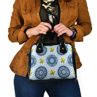 Blue Sicilian Majolica Lemon Sun Art Shoulder Handbag